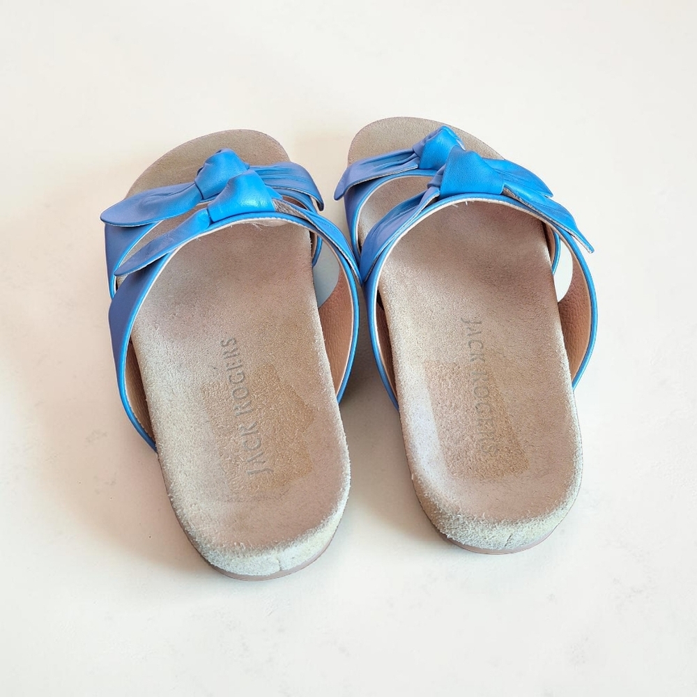 Jack Rogers Annie Summer Sandals Double Knot Bow 7.5 Beach Blue - Picture 4 of 5